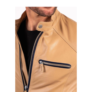 Chaqueta de cuero de calle alta para hombre, chaqueta de montar clásica con logotipo frontal, Equipo de Motocicleta, estilo Vintage - Product Image 2