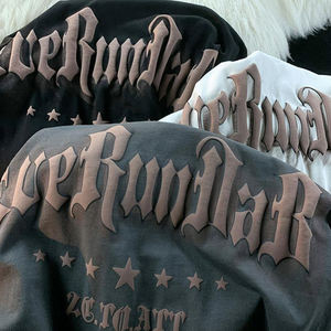 Camiseta de verano para hombre, estampado personalizado Puff, peso pesado, 100% algodón, estilo Hip Hop, estilo informal, ropa de calle para hombre, Camisetas estampadas Puff - Product Image 2