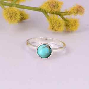Bague Statement Bohème en Argent Sterling avec Turquoise de Kingman Faite à la Main, Sertie en Bezel, Bijou en Pierre Précieuse Style Sud-Ouest, Cadeau de Mariage pour Elle - Product Image 4