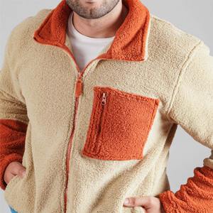 High Quality Custom <b>Sherpa</b> <b>Fleece</b> Zip-up Puffer Jackets Canvas Fabric Stand Collar Stylish High Street Style with Pockets - Product Image 4