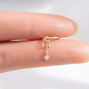 Oro pezzo singolo S925 <span class=keywords><strong>argento</strong></span> Marquise zircone nappa stella 5A zircone charm per cerchio orecchino accessorio - Product Image 3