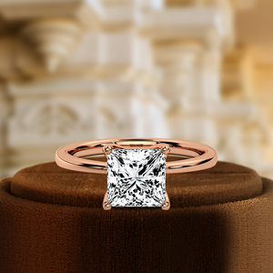 แหวนหมั้นเพชรทรงเจ้าหญิง 1C เพชรเลี้ยงในห้องปฏิบัติการ  รับรองโดย IGI แหวนแต่งงานทองคำ 14k สีเหลืองทอง สำหรับเป็นของขวัญวันครบรอบ - Product Image 3