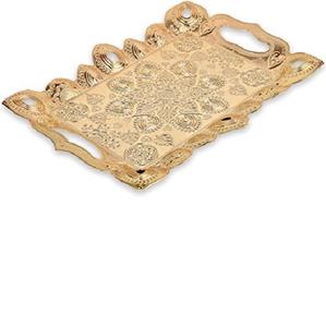 Plateau de service à café et thé en métal décoratif de luxe, plateau de Table à manger, plateau de service d'eau pour la maison et le bureau - Product Image 1