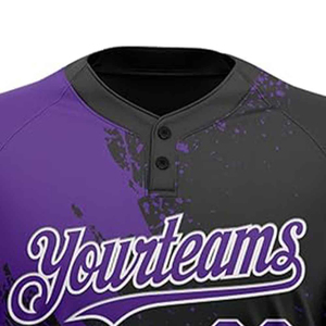 Camiseta de Béisbol Personalizada Morada y Negra, Sublimada, Absorbente de Humedad, Manga Corta, Corte Regular, Unisex para Adultos - Product Image 3