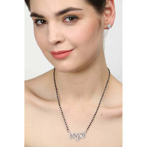 Compre un Conjunto de Mangalsutra de Plata Pura, Joyería Fina Étnica Clásica y Moderna con Circonita y Diamantes para Bodas, Fiestas y Compromisos - Product Image 6