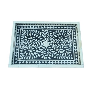 Bandeja chapada redonda con incrustaciones de hueso de madera Natural hecha a mano de alta calidad personalizada para el hogar, restaurantes, hoteles directamente - Product Image 4