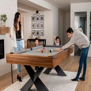Table de billard multifonctionnelle 4 en 1, billard, snooker, jeu de divertissement à domicile, pieds en bois massif, poches en cuir, caoutchouc - Product Image 4