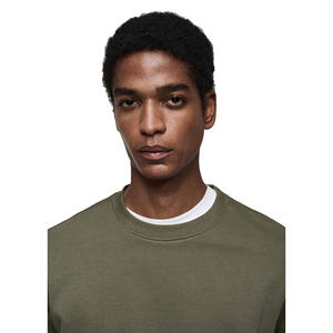 Sweat-shirt à col rond de luxe 100% coton éponge française surdimensionnée avec logo avant motif solide pour le streetwear d'hiver - Product Image 3