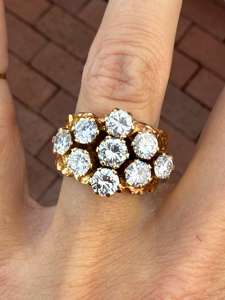 Bague cocktail en or jaune 14 carats avec diamant naturel de 3 carats taille brillant, style vintage audacieux, design luxueux, cadeau de mariage ou de fiançailles - Product Image 3