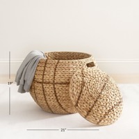 Panier de rangement artisanal en jacinthe d'eau pour le basketball, vente en gros, écologique, fabriqué au Vietnam