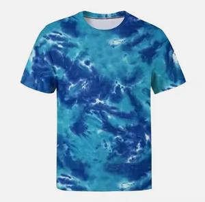 100% camisetas de fibra de bambú de algodón nuevos hombres con estilo de alta calidad peso personalizado Tie Dye camiseta de gran tamaño cuello redondo transpirable Formal - Product Image 4