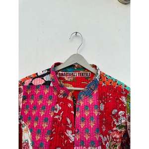 Veste matelassée courte unisexe faite à la main Style bohème Patchwork Design coton indien respirant automne hiver manteau broderie - Product Image 4