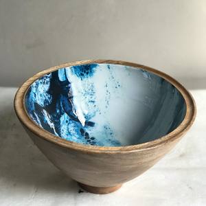 Tazón de Madera de Mango con Impresión Personalizada, Tazón de Ensalada de Esmalte Sólido con Cuchara para Frutas, Juego de Tazones con Servidores - Product Image 2