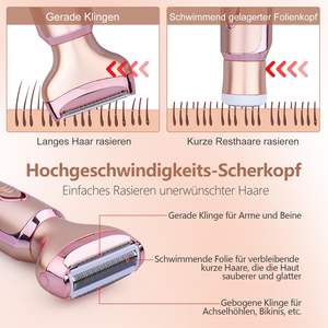 Afeitadora Eléctrica Portátil para Mujer 2 en 1, Húmeda y Seca, con Doble Cuchilla para Cara, Brazos, Piernas, Axilas y Línea del Bikini, Resistente al Agua - Product Image 1