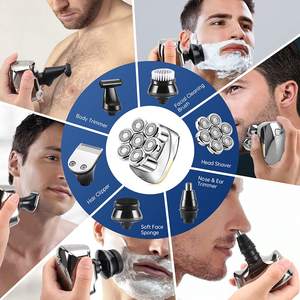 Rasoir Électrique Sans Fil Professionnel pour Hommes 6-en-1, Tondeuse à Barbe Rechargeable avec Fonction Rotative pour le Visage, Alimentation USB - Product Image 2