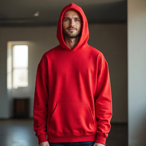 เสื้อฮู้ดสำหรับผู้ชายผ้า500มีฮู้ดสำหรับผู้ชายผ้าโพลีเอสเตอร์ทำจากผ้า GSM เสื้อสวมหัวทรงหลวมโอเวอร์ไซส์เปิดไหล่100% - Product Image 4