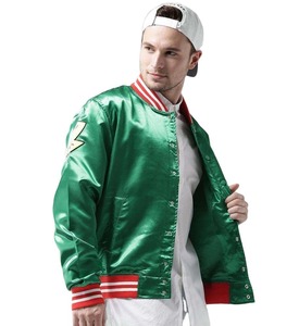 Veste de baseball en satin au meilleur design personnalisé Vêtements d'extérieur Blouson bombardier en satin coloré de superbe qualité pour hommes - Product Image 2