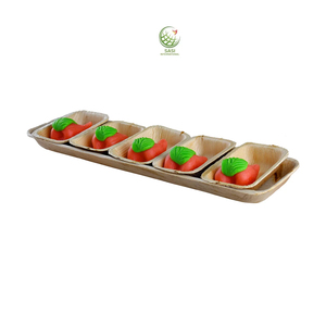 Assiettes à sushi rectangulaires biodégradables naturelles, ensemble de vaisselle compostable et jetable en feuille de palmier pour la restauration, mariage et fête - Product Image 1