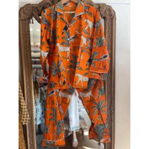 Conjunto de Pijama con Estampado Floral de Jungla, Talla Única, Transpirable, Cintura Elástica con Botones y Cordón Ajustable, para Familias y Damas de Honor, Color Naranja - Product Image 5