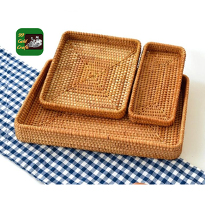 ถาดหวายไม้ไผ่ทำมือถาดกลมเป็นมิตรต่อสิ่งแวดล้อมสำหรับตกแต่งบ้านร้านอาหารหรือคาเฟ่ - Product Image 3