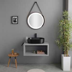 KOS 80CM <b>Wall</b>-Hung <b>Bathroom</b> <b>Cabinet</b> with Countertop Washbasin in Matt <b>Black</b> <b>Bathroom</b> Sets - Product Image 2