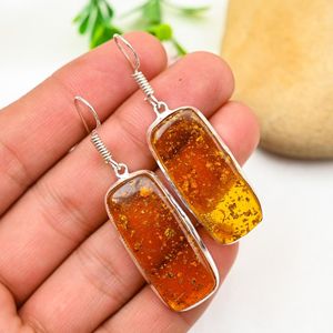 Pendientes de Ámbar Báltico, Plata de Ley 925, Joyería de Piedras Preciosas de Ámbar Hecha a Mano, Regalo para Aniversario, Boda, Moda Femenina, Arte - Product Image 2