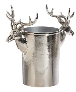 Personalized Wine Cooler Ice <b>Bucket</b> New Custom Designed Metal Aluminium Wine Cooler & Beverage <b>Bucket</b> <b>With</b> Antler <b>Stands</b> - Product Image 5