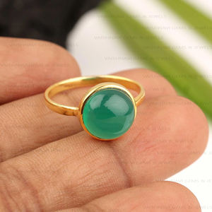 Vente chaude Christian 925 Sterling Silver Vert Onyx Anneau 10x10mm 18K Micron Plaqué Or Fine Lunette Éternité Vermeil À La Mode - Product Image 5