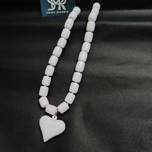 Stylish Handcrafted Glossy Finish Resin Heart <b>Pendant</b> Necklace with Magnetic Lock Chunky Beads Angel Style for Womens Party Wear - Product Image 5