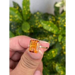 Bague en acier inoxydable plaqué or 14 carats avec citrine miel, style vintage tendance, sertissage incrusté, qualité supérieure, pour fiançailles, taille unique - Product Image 3