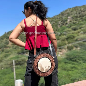 Nuevo monedero de cantimplora de cuero con pelo occidental y mecanizado, bolso redondo cruzado de cuero genuino para mujer, monedero de piel de vaca de alta calidad - Product Image 4