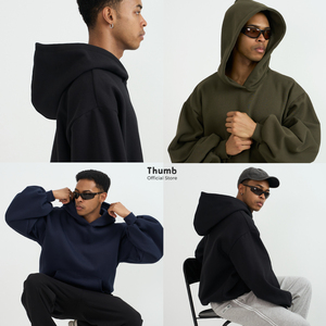 Sweat à capuche oversize en molleton bouclette uni avec broderie 3D et impression sérigraphiée personnalisée XXS - Product Image 1
