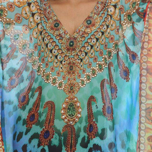 Robe maxi kaftan tribale de qualité standard, légère en georgette, taille unique, tenue décontractée de plage confortable pour femmes - Product Image 2