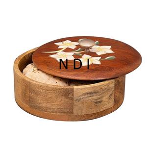 Diseño curvado a mano para servir Chapati Pot Base de madera para la mejor calidad Cazuela Servir Pot Madera Chapati Server Pot Artículo de uso - Product Image 2