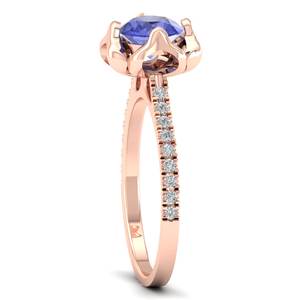 REYES-Anillos de compromiso de piedras preciosas de tanzanita de 1 quilate de oro de 14K, regalo de boda de alta calidad, joyería fina de diamantes - Product Image 3