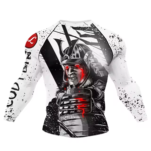 T-shirts de compression élastiques unisexes MMA Rashguard Lifting Silk Arts martiaux Wear Boxing OEM Service Washed Techniques - Product Image 2