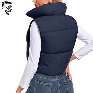 Gilet matelassé court pour femme Veste d'hiver marine sans manches avec col montant fabriqué par Unbridleds Industry - Product Image 3