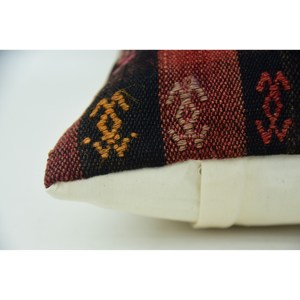 Multicolor <b>Tartan</b> Wool Kilim Pillow 12x24 Inch Luxury Woven <b>Throw</b> Pillow with Vintage Leaves Pattern <b>for</b> <b>Sofas</b> - Product Image 4