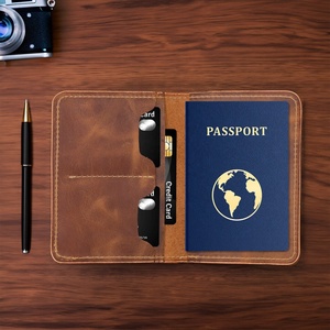 Leather <b>Passport</b> Holder for <b>Men</b> Wholesale Plain Logo Pattern <b>Cover</b> Groomsmen Gift PTH-0039B - Product Image 2
