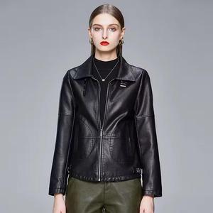 แจ็กเก็ตหนังประดับลูกปัดสำหรับผู้หญิง, แจ็คเก็ตแฟชั่นแขนยาวหนังบางสำหรับฤดูใบไม้ผลิและฤดูใบไม้ร่วง - Product Image 3