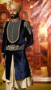 Vestido de NEW--ELEGANT--INDO-WESTERN SHERWANI con DHOTI, bordado, ZARDOZI, para fiesta, boda, 2022 - Product Image 2