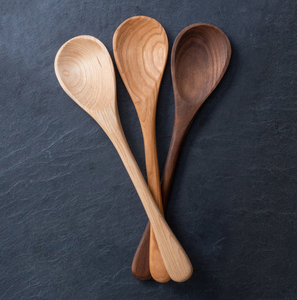 Wood Spoon <b>Mirror</b> Polish <b>Small</b> Natural Color Modern Luxury Long Handle Dishwasher Safe Eco-Friendly Household Wooden Spoon - Product Image 3