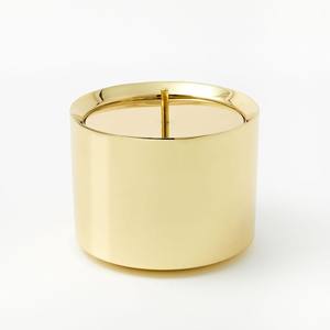 Seau à glace de luxe en laiton avec couvercle, design cylindrique minimaliste, finition dorée polie, isolé pour une utilisation élégante dans un bar à domicile - Product Image 1