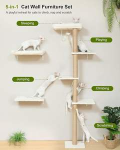 Eco-Friendly <b>Cat</b> <b>Wall</b> Shelves 4-Level 70-Inch Stable <b>Wall</b> Mounted <b>Cats</b> Furniture Set Kitten Scratching Post Wood Sisal Soft - Product Image 2