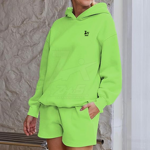 Conjuntos de Sudadera con Capucha y Pantalones Cortos Casuales de Invierno para Mujer, 100% Algodón, Forro Polar Transpirable, Cintura Elástica, Calidad Premium - Product Image 2