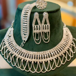 24K <b>Gold</b> Plated Vintage Dubai Fashion Jewelry <b>Set</b> Includes Necklace Earrings <b>Bangles</b> Combs Copper Material Diamond Germany - Product Image 1