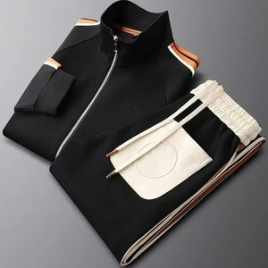Wholesale <b>Men</b> Contrast Tracksuit Zipper <b>Jacket</b> For <b>Men</b> Spandex Polyester Stand Collar Drawstring Closure Type Tracksuit For <b>Men</b> - Product Image 3
