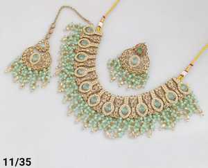 Plaqué or antique magnifique magnifique Zircon cubique cristal balancent goutte tour de cou collier de mariage bijoux avec boucles d'oreilles pour les femmes - Product Image 3