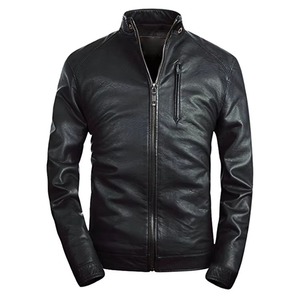 Nueva llegada 2026 chaqueta de cuero de alta calidad para hombres transpirable mejor diseño a prueba de viento chaqueta de cuero para hombres Color negro sólido - Product Image 1