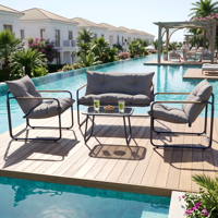 Ensemble de jardin en acier 4 pièces tout temps, mobilier de patio extérieur confortable, canapé en métal durable, designs pour salon et salle à manger